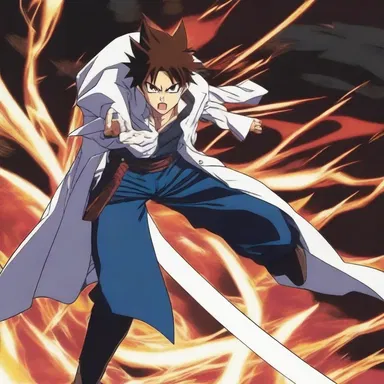 The protagonist in the anime series presented an epic battle against the villain.
