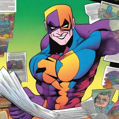 The artist used vivid colors and exaggerated features to present the character in the comic.