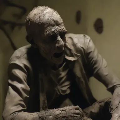 The sculptor's intricate details and eerie atmosphere effectively presented the horror theme in the sculpture.