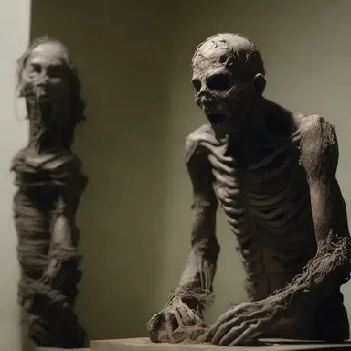 The sculptor's intricate details and eerie atmosphere effectively presented the horror theme in the sculpture.