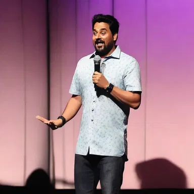 During the stand-up comedy show, the comedian decided to present a hilarious play as part of his routine.