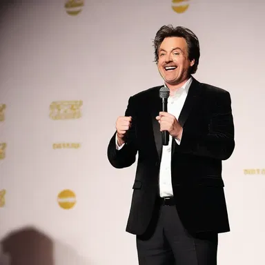 The comedian presented a hilarious joke to the crowd, causing uproarious laughter throughout the room.