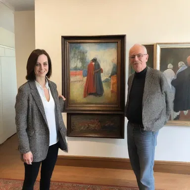 The art collector presented his daughter with a beautiful painting as a present.