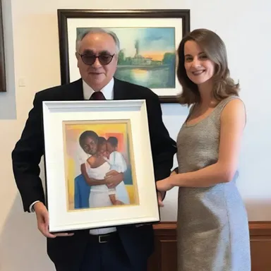 The art collector presented his daughter with a beautiful painting as a present.