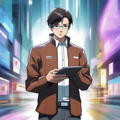 In the futuristic world of the novel, the protagonist is presented with a high-tech gadget as an honor for his achievements.