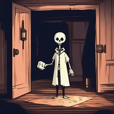 In the eerie haunted house, the main character is presented with a cursed object as a reward for solving a mysterious puzzle.
