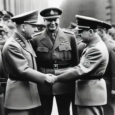 During World War II, the victorious Allies presented the terms of surrender to the defeated Axis powers.