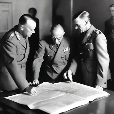 During World War II, the victorious Allies presented the terms of surrender to the defeated Axis powers.