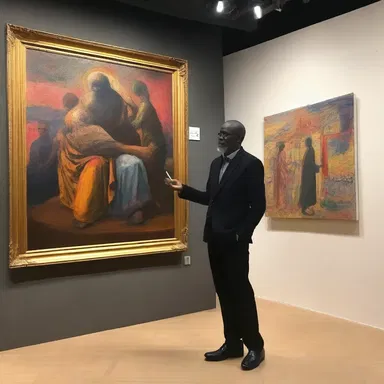 The famous artist unveiled his latest masterpiece, presenting it to the audience with great pride.