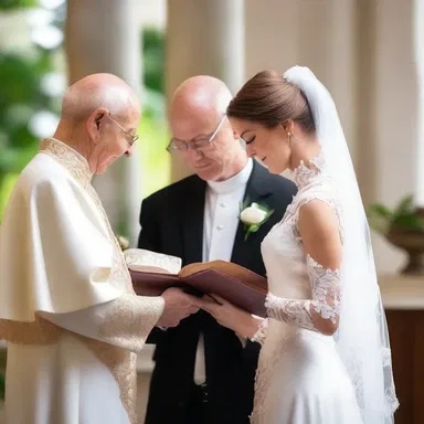 The priest presented the holy scripture to the newlyweds as a symbol of guidance and blessings in their marriage.