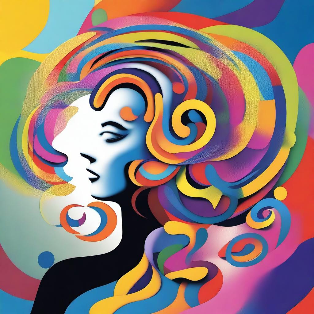 A high-quality abstract digital art image depicts the concept of language learning