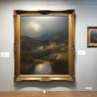The painting was hung in the gallery, giving it a doubly impressive presence.
