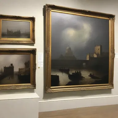 The painting was hung in the gallery, giving it a doubly impressive presence.