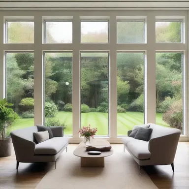 The use of large windows in the living room not only brought in natural light but also doubly served as a picturesque view of the garden.