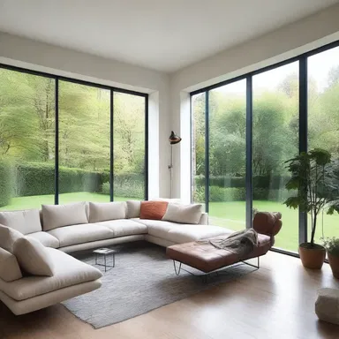 The use of large windows in the living room not only brought in natural light but also doubly served as a picturesque view of the garden.