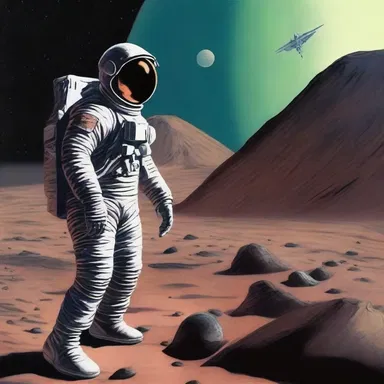 The science fiction novel depicted the hesitation of the astronaut as he prepared to step onto an alien planet.