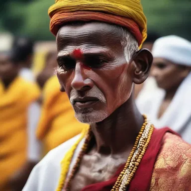 During the religious ceremony, the devotee showed hesitation before taking the final step towards enlightenment.