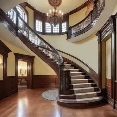 The elegant staircase in the Victorian mansion added a touch of grandeur and eliminated any hesitation about its architectural design.