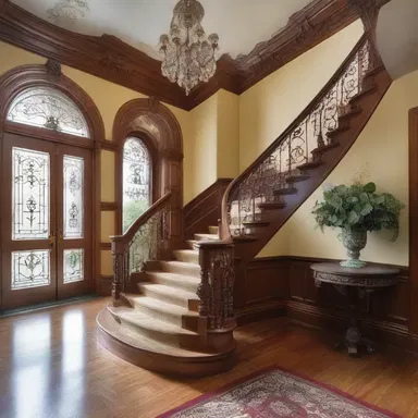 The elegant staircase in the Victorian mansion added a touch of grandeur and eliminated any hesitation about its architectural design.