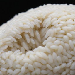 A close-up view of a single grain of rice, partially cracked open, revealing lush, ripe rice within.