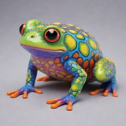 A colorful anime-style frog monster with detailed, vibrant patterns and engaging, exaggerated features.