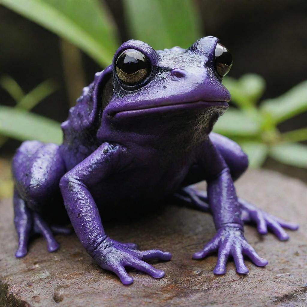 A monstrous black and purple fantasy frog