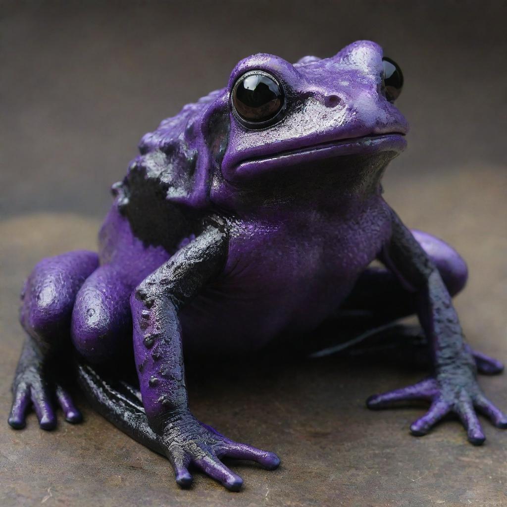 A monstrous black and purple fantasy frog