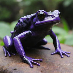 A monstrous black and purple fantasy frog