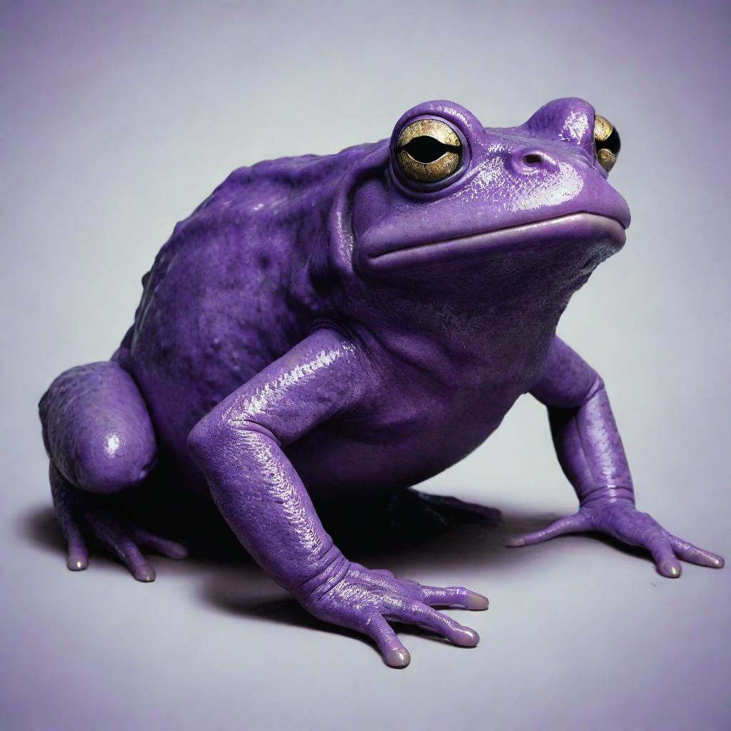 An illustration of a purple, monstrous frog.