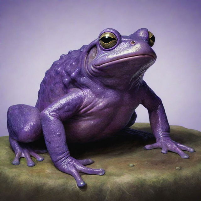 An illustration of a purple, monstrous frog.