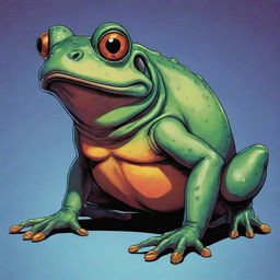 A colorful comic style image of a monstrous frog