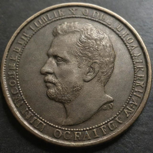 A shiny, detailed, and antique-looking coin.