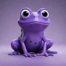 A Pixar-style monster that resembles a frog, colored purple with black spots, looking cool.