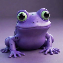 A Pixar-style monster that resembles a frog, colored purple with black spots, looking cool.