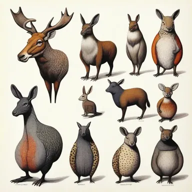 The artist created a series of paintings, each depicting isomorphic animals that had visually similar features but were genetically distinct.