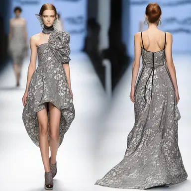 The eccentric fashion designer showcased a dress with intricate patterns inspired by the concept of a gouger.