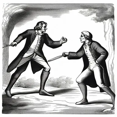 The classic literature piece depicted a dramatic confrontation between the courageous hero and the ruthless gouger.