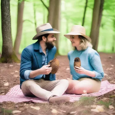 The couple went on a magical picnic and stumbled upon a hidden patch of saddled-shaped false morels, making their date even more enchanting.