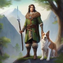 This high-quality digital art image presents a male half-elf druid