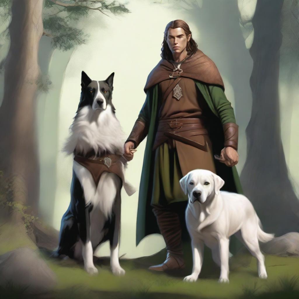 This high-quality digital art image presents a male half-elf druid