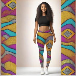 This image displays a fashion-forward young woman in stylish leggings