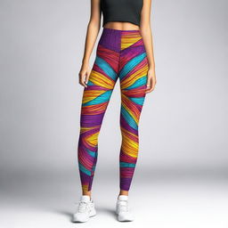 This image displays a fashion-forward young woman in stylish leggings