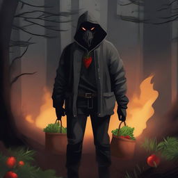 This is a high-quality digital art image of an evil bandit known for stealing vegetables and burning farms