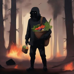 This is a high-quality digital art image of an evil bandit known for stealing vegetables and burning farms