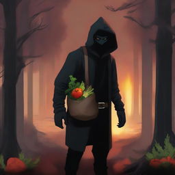 This is a high-quality digital art image of an evil bandit known for stealing vegetables and burning farms