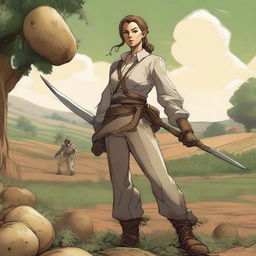 A high-quality digital art image portrays an androgynous human fighter