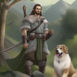 This is a high-quality digital art of a male half-elf druid