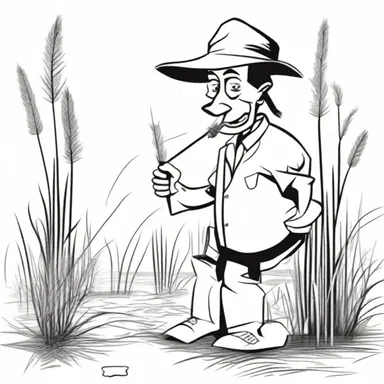 The cartoon featured a comedic character who cleverly used a bulrush from the sedge family to create makeshift tools.