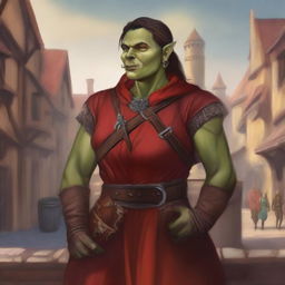 This digital art image captures an androgynous half-orc explorer in profile