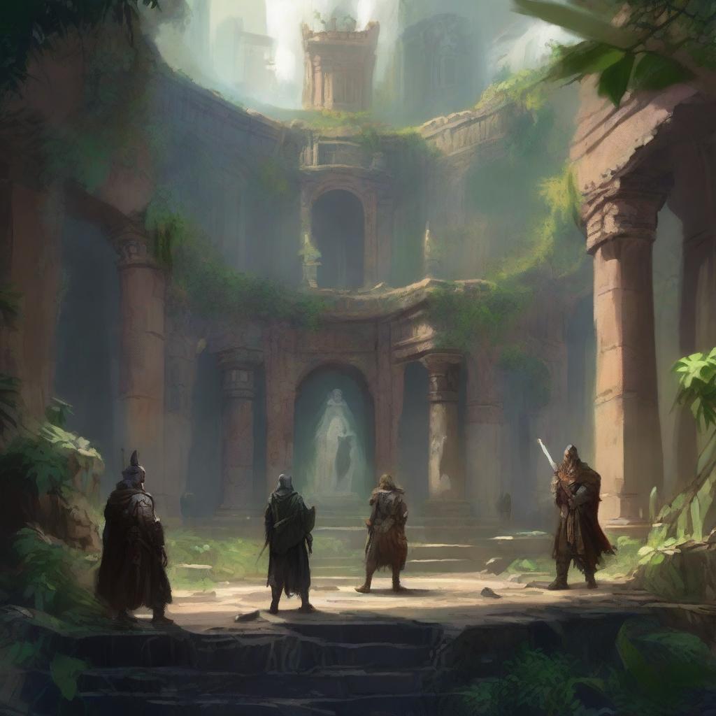 A detailed digital art image showcases a distant view of a Dungeons and Dragons tableau